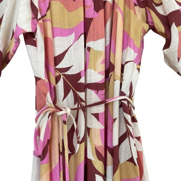 MINKPINK Kali Mini Dress Linen Blend Floral Lightweight Tie Waist - Picture 12 of 13